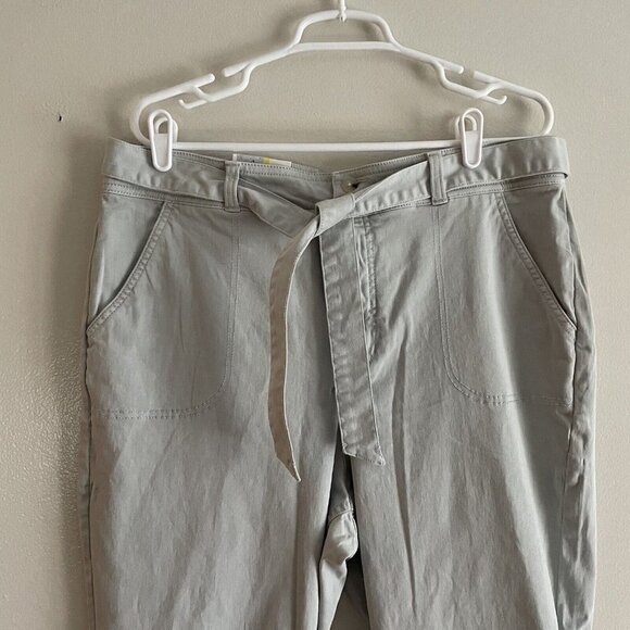 LC Lauren Conrad Wmn 18 Gray Twill Belted High-Rise Slim Straight Ankle Pant NWT - Picture 3 of 11